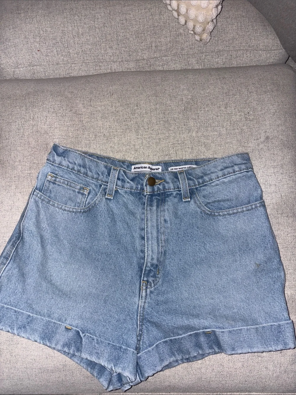 American Apparel Light Wash Denim High-Rise Shorts